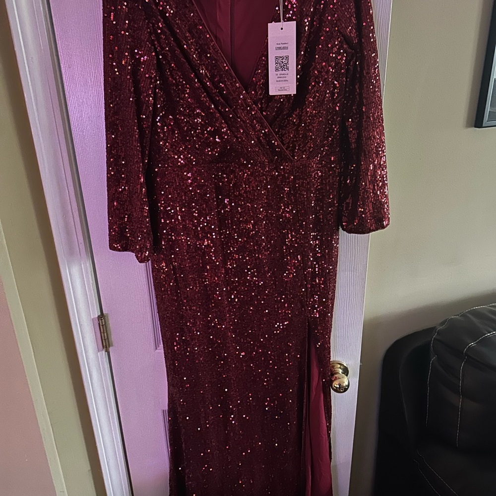 Ever Pretty Sparkling Burgundy Wedding Dress